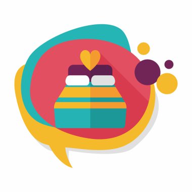 Sevgililer sevgilisi yatak düz simgesiyle uzun gölge, eps10