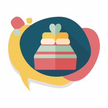 Sevgililer sevgilisi yatak düz simgesiyle uzun gölge, eps10