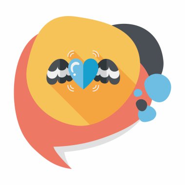 Sevgililer günü aşk kalp düz simgesi ile uzun gölge, eps10