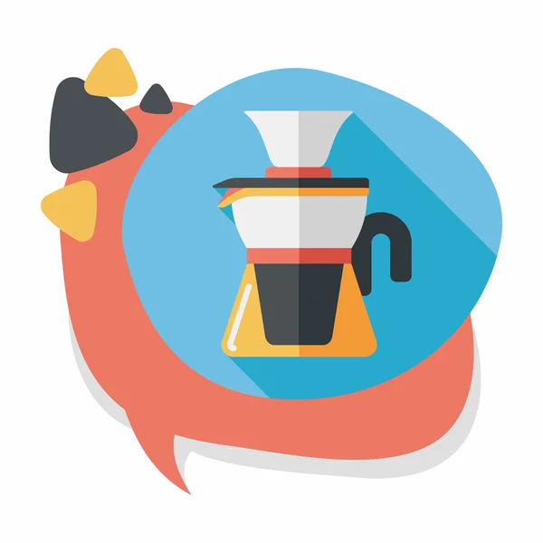 Koffie waterkoker platte pictogram met lange schaduw, eps10 — Stockvector