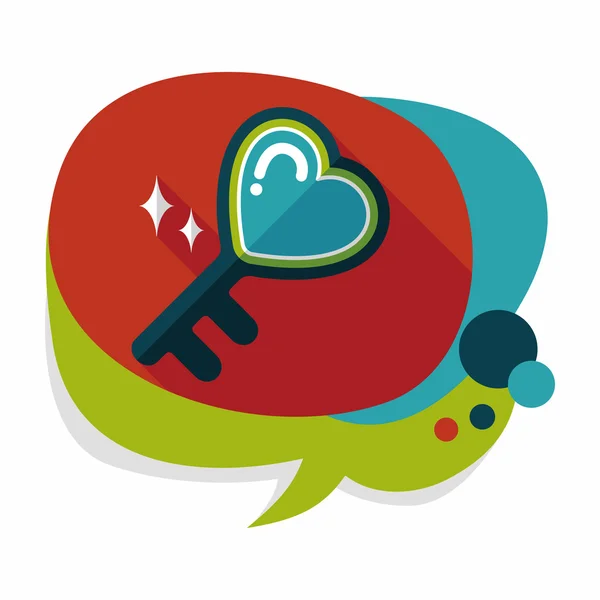 Valentine 's Day lover key flat icon with long shadow, eps10 — стоковый вектор