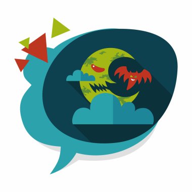 Cadılar Bayramı ay düz simgesi ile uzun gölge, eps10