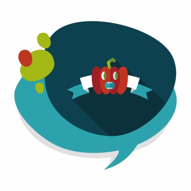 Halloween Parti bayrağı simgesi ile uzun gölge, eps10 daire