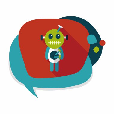 Cadılar Bayramı Vudu bebeği düz simgesi ile uzun gölge, eps10