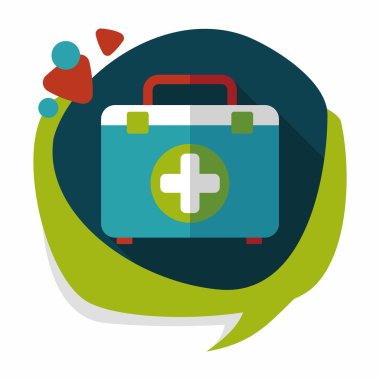 first aid kit flat icon with long shadow,eps10 clipart
