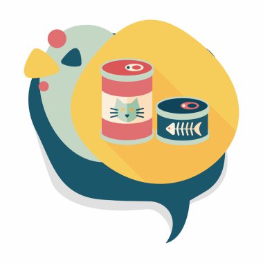 Evde beslenen hayvan kedi maması can düz uzun gölge, eps10 simgesi