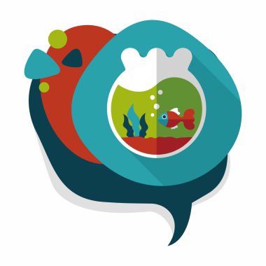 Düz simgesi uzun gölge, eps10 ile evde beslenen hayvan balık kase