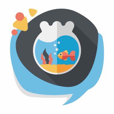 Düz simgesi uzun gölge, eps10 ile evde beslenen hayvan balık kase