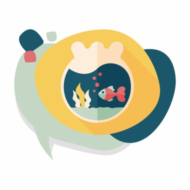 Düz simgesi uzun gölge, eps10 ile evde beslenen hayvan balık kase