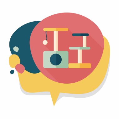 Evde beslenen hayvan kedi ağaç uzun gölge, eps10 düz simgesiyle