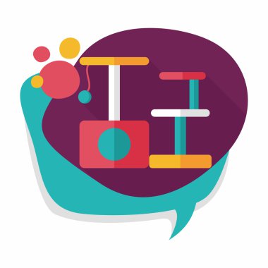 Evde beslenen hayvan kedi ağaç uzun gölge, eps10 düz simgesiyle