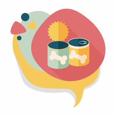 Evde beslenen hayvan köpek maması can düz uzun gölge, eps10 simgesi