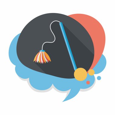 Evde beslenen hayvan kedi oyuncak uzun gölge, eps10 düz simgesiyle 