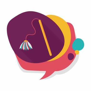 Evde beslenen hayvan kedi oyuncak uzun gölge, eps10 düz simgesiyle 