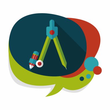 Pusula kalem düz simgesi ile uzun gölge, eps10