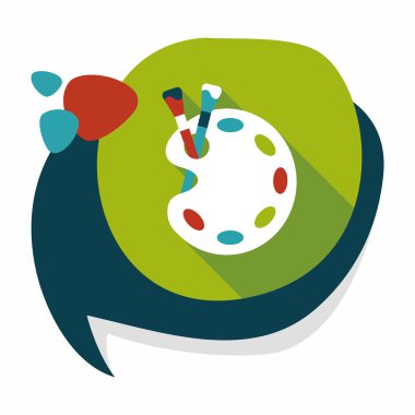 Resim paleti uzun gölge, eps 10 ile boya fırçası düz simgesi ile