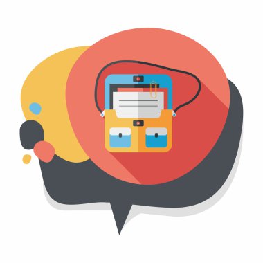 evrak çantası, okul çantası düz simgesi ile uzun gölge, eps10