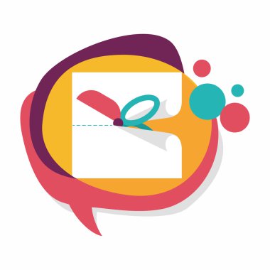 düz kağıt simgesi ile uzun gölge, eps10 kesilmiş makas