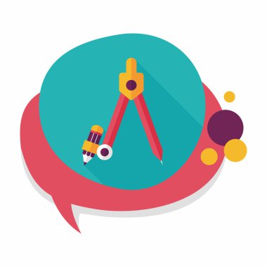 Pusula kalem düz simgesi ile uzun gölge, eps10