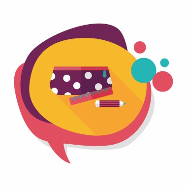 긴 그림자, eps10와 함께 연필 상자 플랫 아이콘