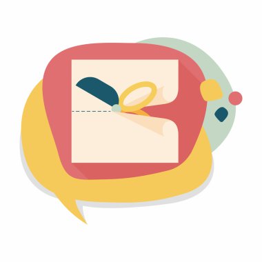 düz kağıt simgesi ile uzun gölge, eps10 kesilmiş makas