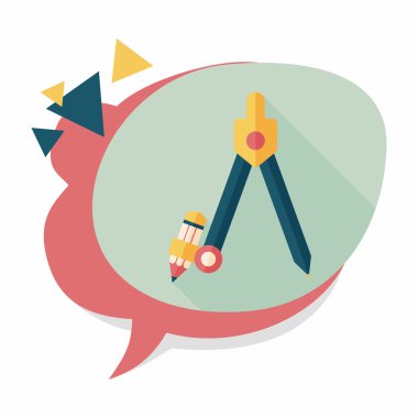 Pusula kalem düz simgesi ile uzun gölge, eps10