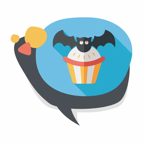 Halloween cupcakes med bat flat ikonen med långa skugga, eps10 — Stock vektor