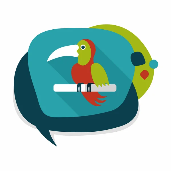 Pet ícone papagaio plana com sombra longa, eps10 — Vetor de Stock