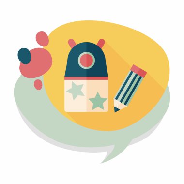 kalem kalemtıraş düz simgesi ile uzun gölge, eps10