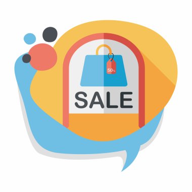 alışveriş mağazası Satılık işareti düz simgesi uzun gölge, eps10 ile