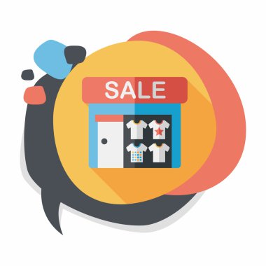 Satılık Mağaza uzun gölge, eps10 düz simgesiyle