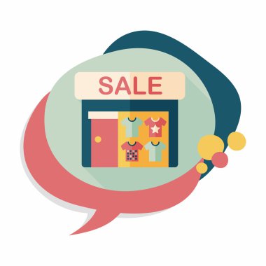 Satılık Mağaza uzun gölge, eps10 düz simgesiyle