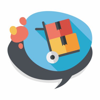 alışveriş arabası düz simgesi uzun gölge, eps10 ile işleme