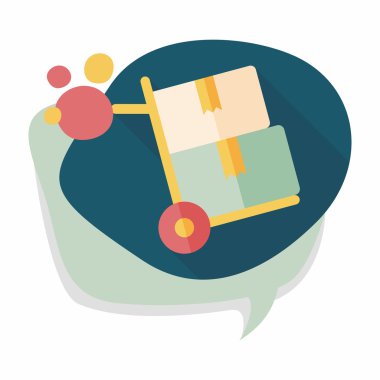 alışveriş arabası düz simgesi uzun gölge, eps10 ile işleme