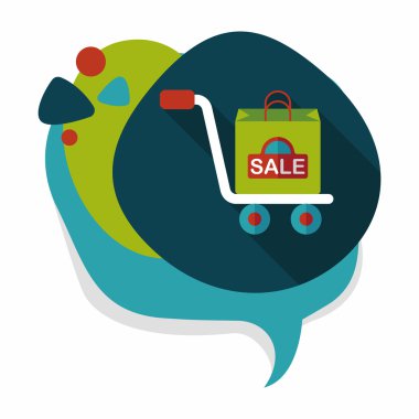 alışveriş arabası düz simgesi uzun gölge, eps10 ile işleme