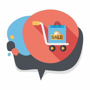 alışveriş arabası düz simgesi uzun gölge, eps10 ile işleme