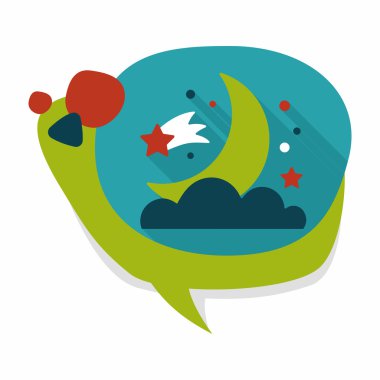 Uzay ay ve yıldız uzun gölge, eps10 düz simgesi