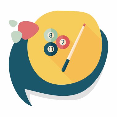 Bilardo düz simgesi ile uzun gölge, eps10