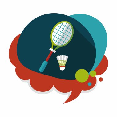 Badminton Raket ve top uzun gölge, eps10 düz simgesi