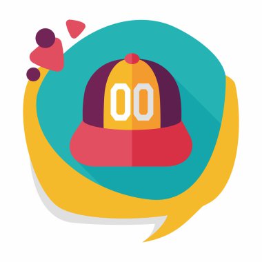 beyzbol kap düz simgesi ile uzun gölge, eps10