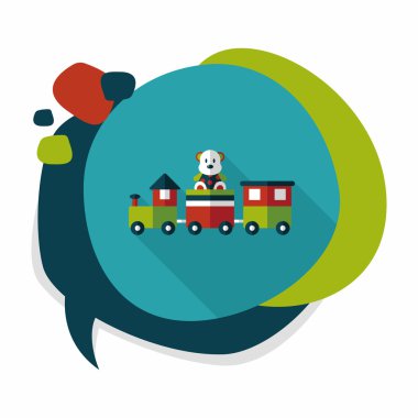 Tren oyuncak uzun gölge, eps 10 düz simgesiyle