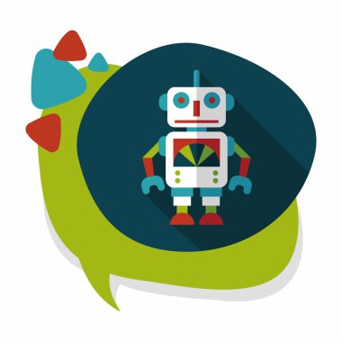 Vintage robot uzun gölge, eps 10 düz simgesi