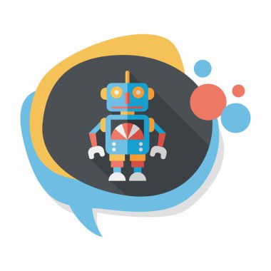 Vintage robot uzun gölge, eps 10 düz simgesi