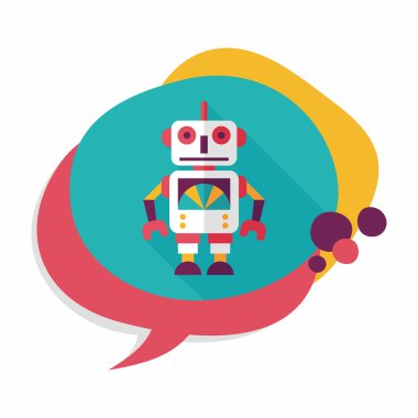 Vintage robot uzun gölge, eps 10 düz simgesi