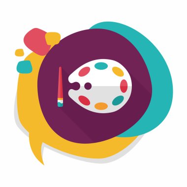 Resim paleti uzun gölge, eps 10 ile boya fırçası düz simgesi ile