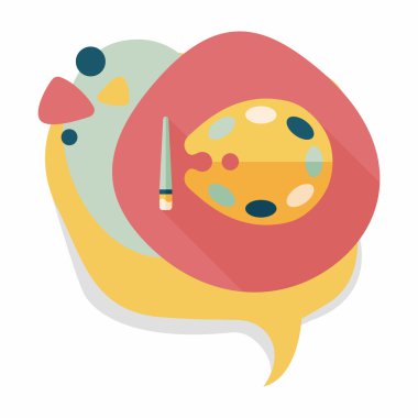 Resim paleti uzun gölge, eps 10 ile boya fırçası düz simgesi ile