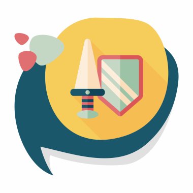 kılıç ve kalkan uzun gölge, eps 10 düz simgesi