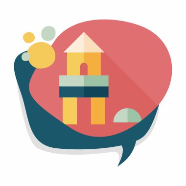 tuğla ev düz simgesi ile uzun gölge, eps10