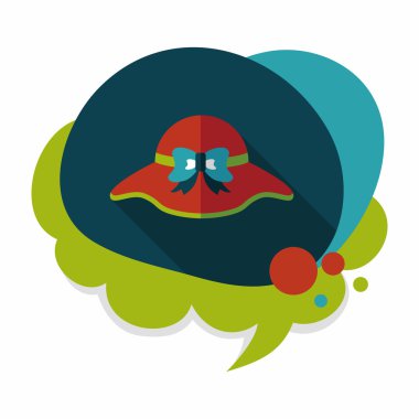 Kadın şapka düz simgesi ile uzun gölge, eps10