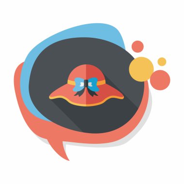 Kadın şapka düz simgesi ile uzun gölge, eps10